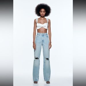 ZARA Ripped Wide Leg Jeans size 4
